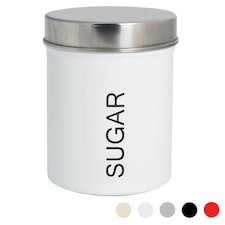 Harbour Housewares White Round Metal Kitchen Sugar Canister Kitchen Caddy Kitchen Storage Containers Canisters