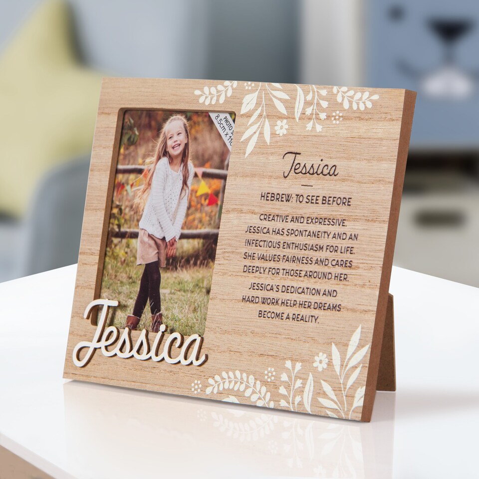 image 1 of History & Heraldry Pre-Personalised Kids Wooden Picture Frame - Jessica