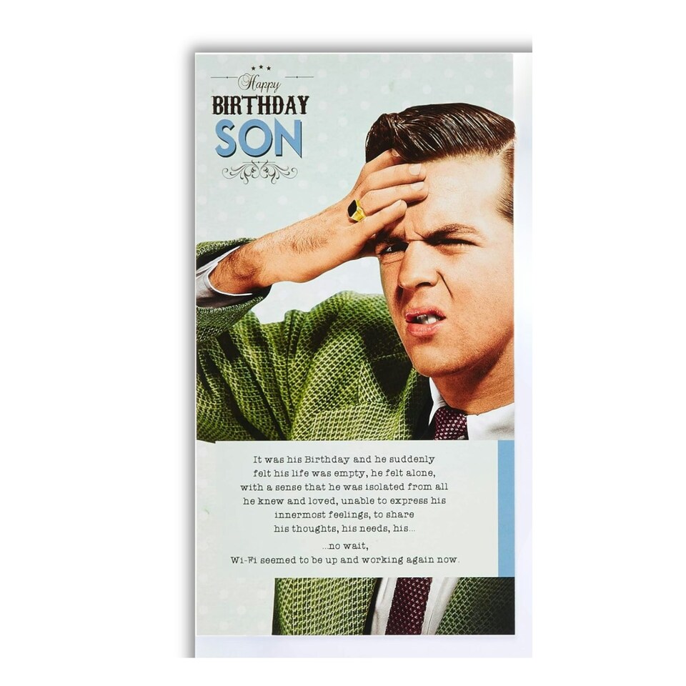 Happy Birthday Son Card, Funny Birthday Son Card, Wifi, Son, Greetings Card, 130x235mm