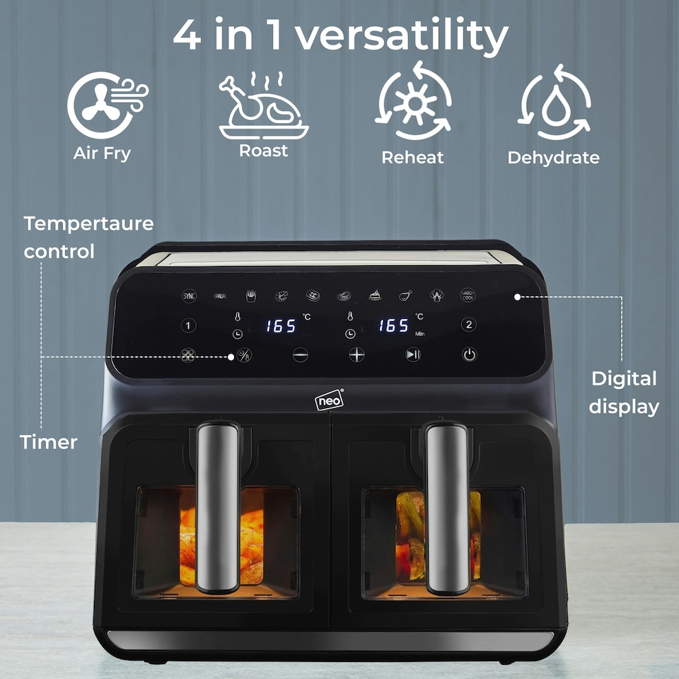 image 1 of Black Electric 8.5L Digital Air Fryer with Dual Drawer