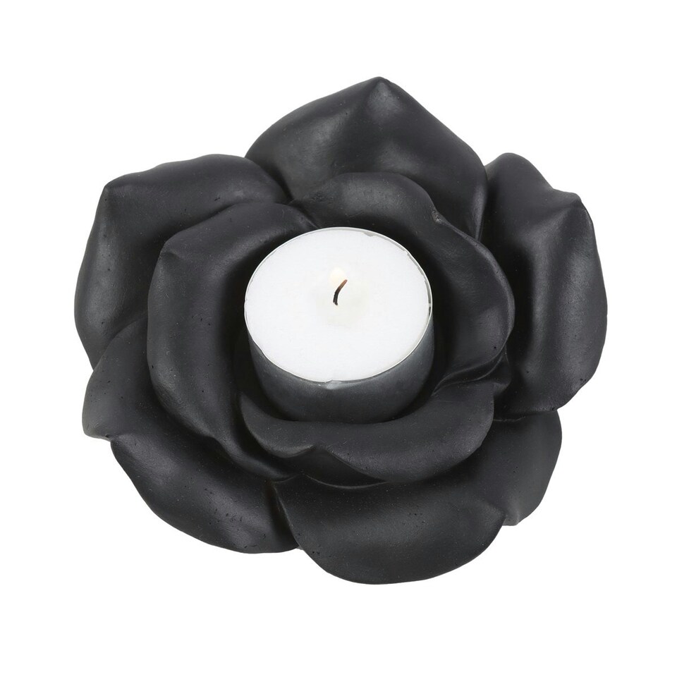 image 1 of Something Different Rose Resin Tealight Holder - Black - One Size