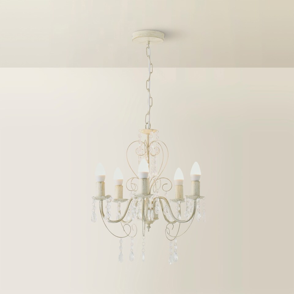 image 1 of ValueLights Lille White Ceiling Light Chandelier | White