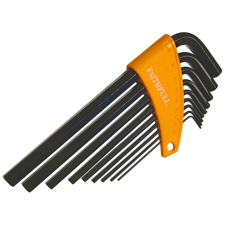 Faithfull Metric Long Arm Hex Key Set, 9 Piece - Multi Colour - One Size