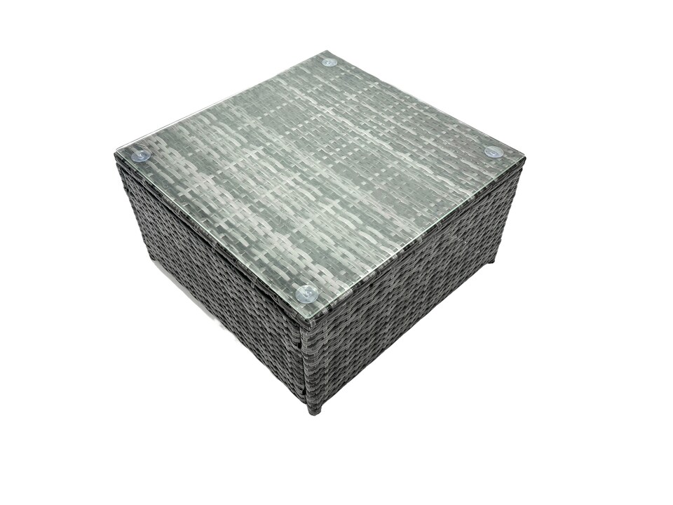 image 1 of Fimous Outdoor Rattan Garden Furniture Set 5 Seater Patio Lounge Sofa Set with Armchair Square Coffee Table Big Footstool Dark Grey Mixed