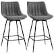 image 1 of HOMCOM Bar Stools Set of 2, PU Leather Upholstered Swivel Barstools, Breakfast Bar Chairs with Backrest and Footrest for Kitchen Island Counter, Dining Room, Grey | Grey | Grey