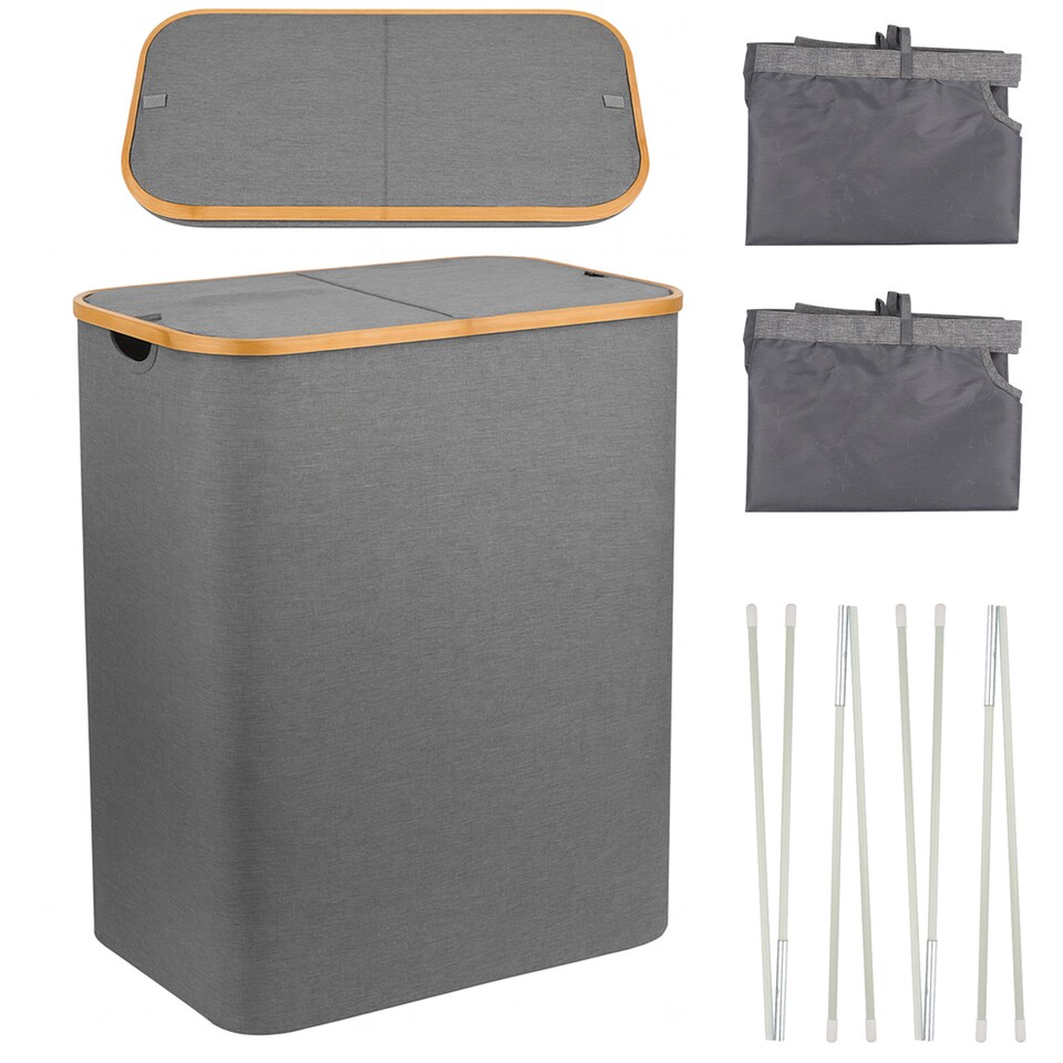 image 1 of 140L Foldable Laundry Basket with Lid, Polyester Clothes Hamper