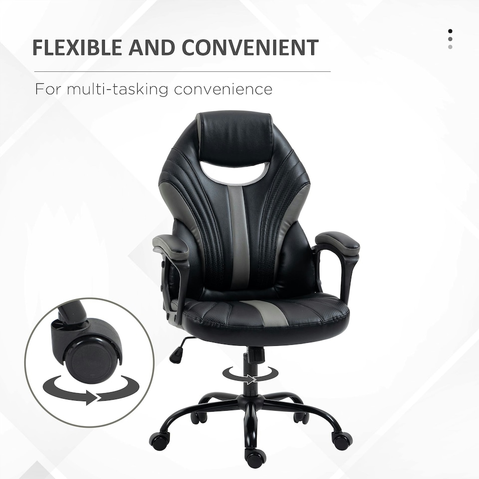 image 1 of Vinsetto Racing Gaming Chair Gamer Chair with Armrests Swivel Wheels, Black