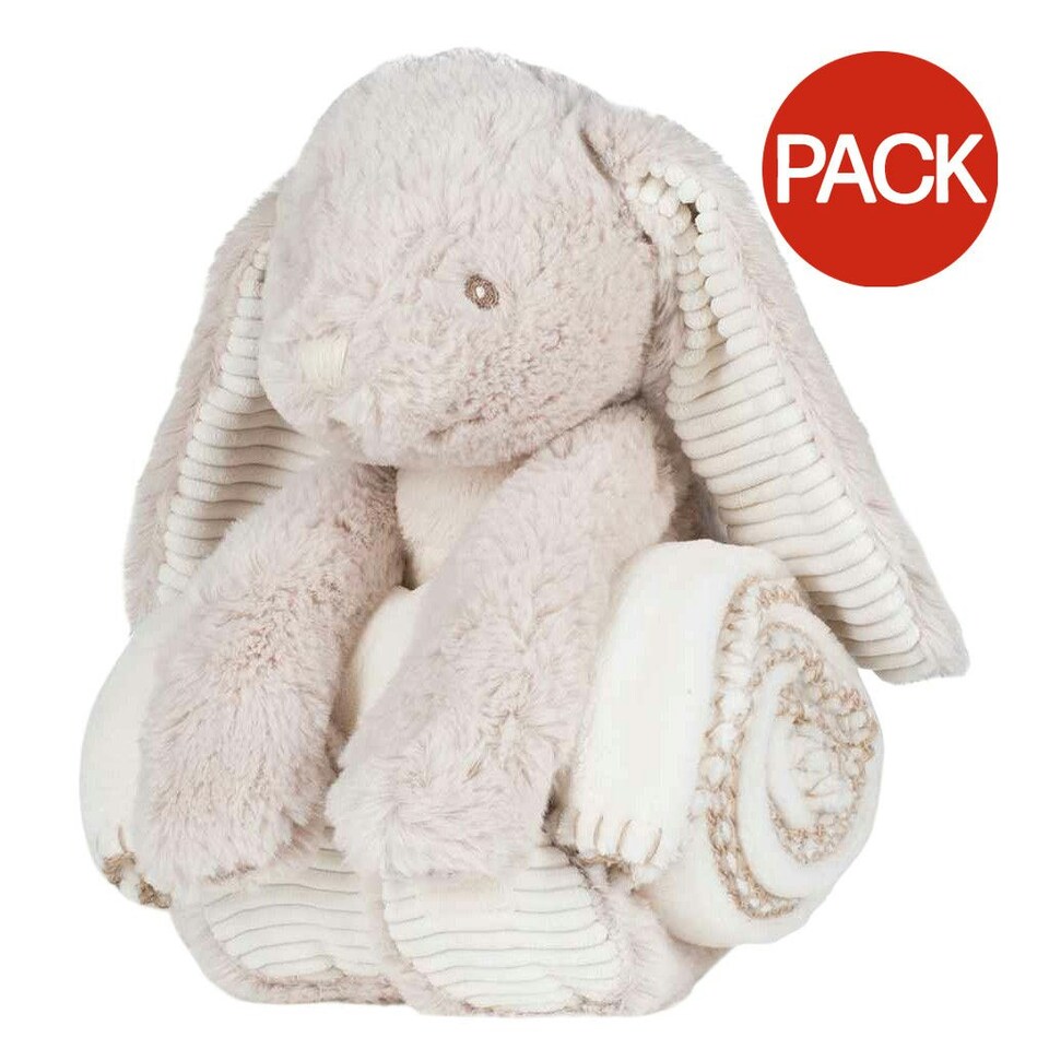image 1 of Mumbles Rabbit Plush Toy Set (Pack of 2) - Cream - M