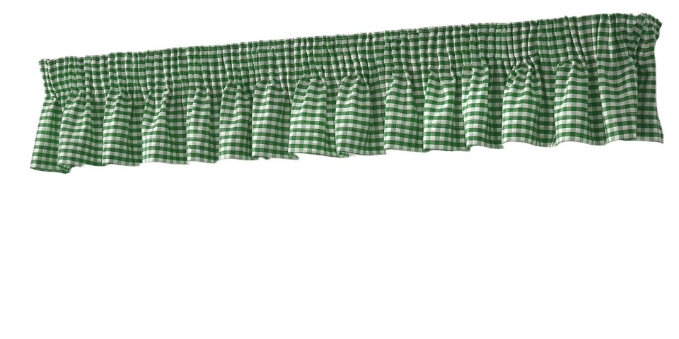 image 1 of Gingham Kitchen Curtain Pelmet Green - 353 cm x 25cm
