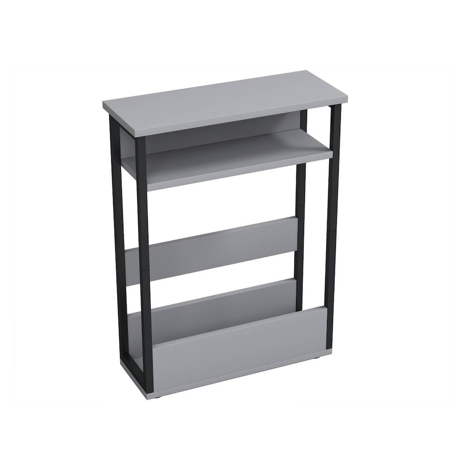 image 1 of 3 Tier Slim Coffee Side Table Newspaper Magazine Shelf Rack Bedside Sofa End | Grey | Grey | H-62.5cm | 1