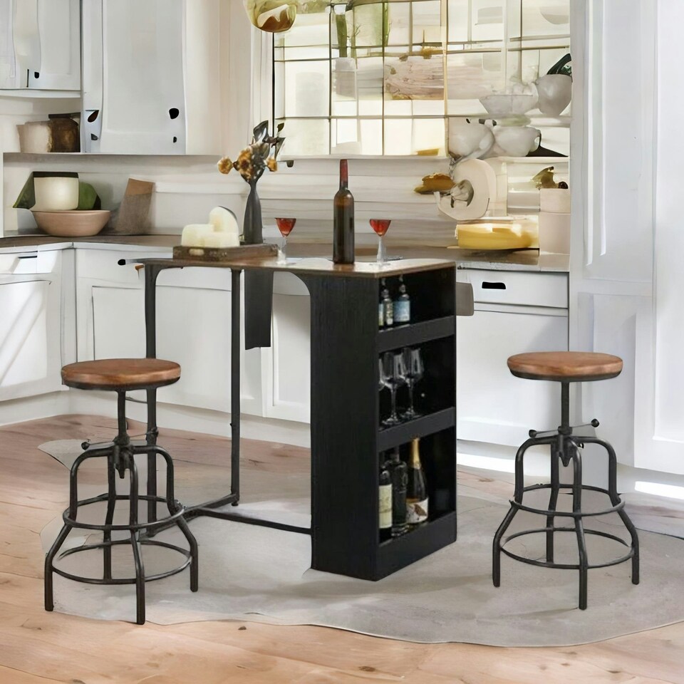 image 1 of Industrial Adjustable Height Retro Bar Stool Brown Brown