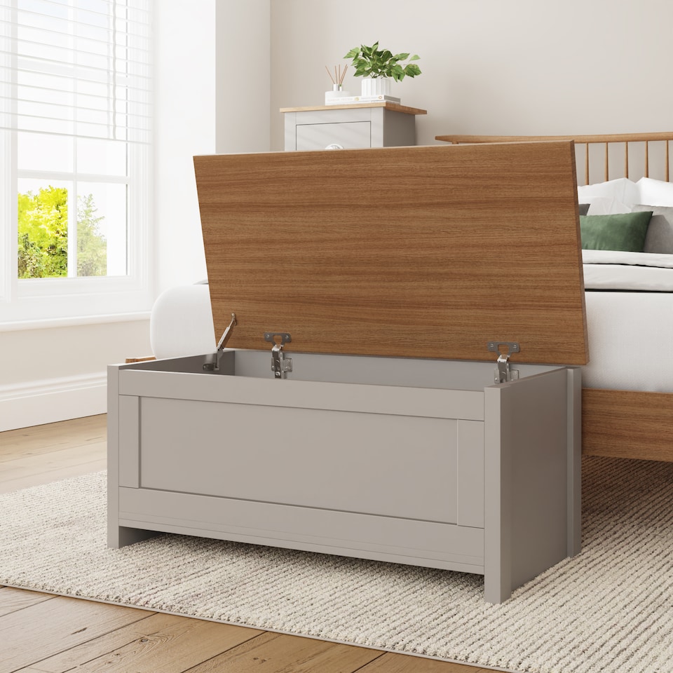 image 1 of Lancaster Ottoman Storage Box | Grey | Grey