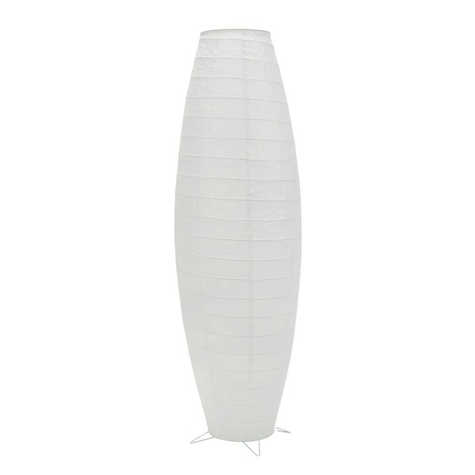 image 1 of ValueLights Isla White Paper Column Metal Base Floor Lamp