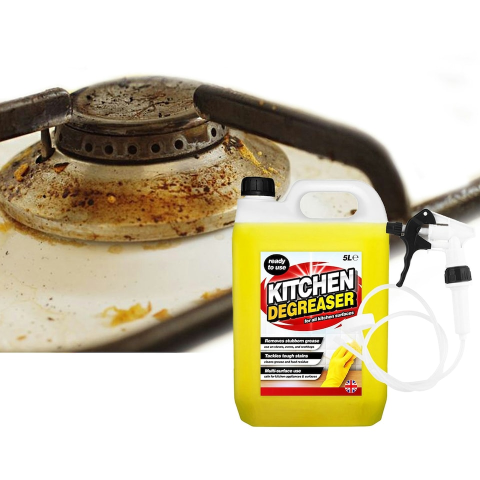 image 1 of 4 x 5L Kitchen Degreaser Tackle Tough Stains Cleaning Food Residue With Hose Trigger
