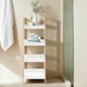 image 1 of Interiors By Premier Contemporary Four Tier Birch Wood Bathroom Shelf Unit, Versatile Large Shelving Unit, Durable Shelf Cream