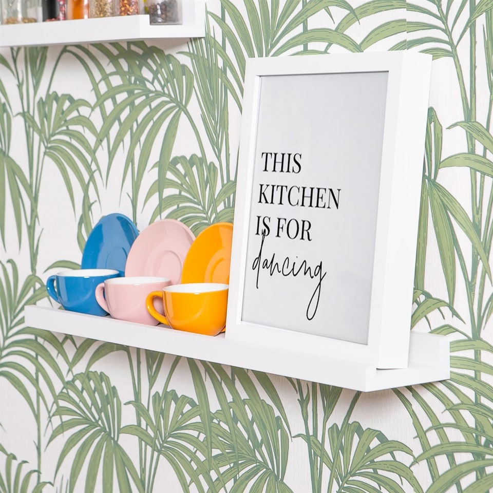 image 1 of Harbour Housewares Floating Picture Ledge Wall Shelf - White - Photo Gallery Bookshelf Wall Shelves Floating Shelves 57cm