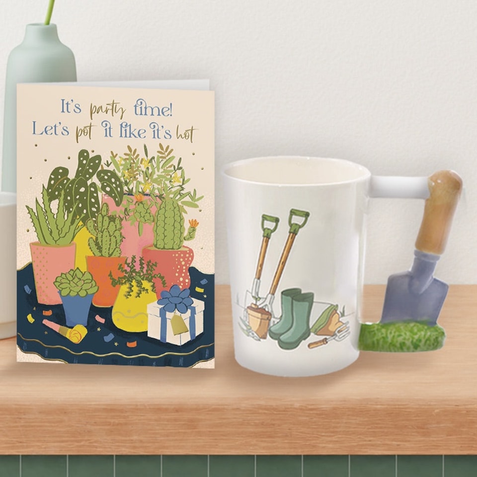 image 1 of Houseplant Birthday Card And Gardener's Mug - Card And Gift Bundle Multi