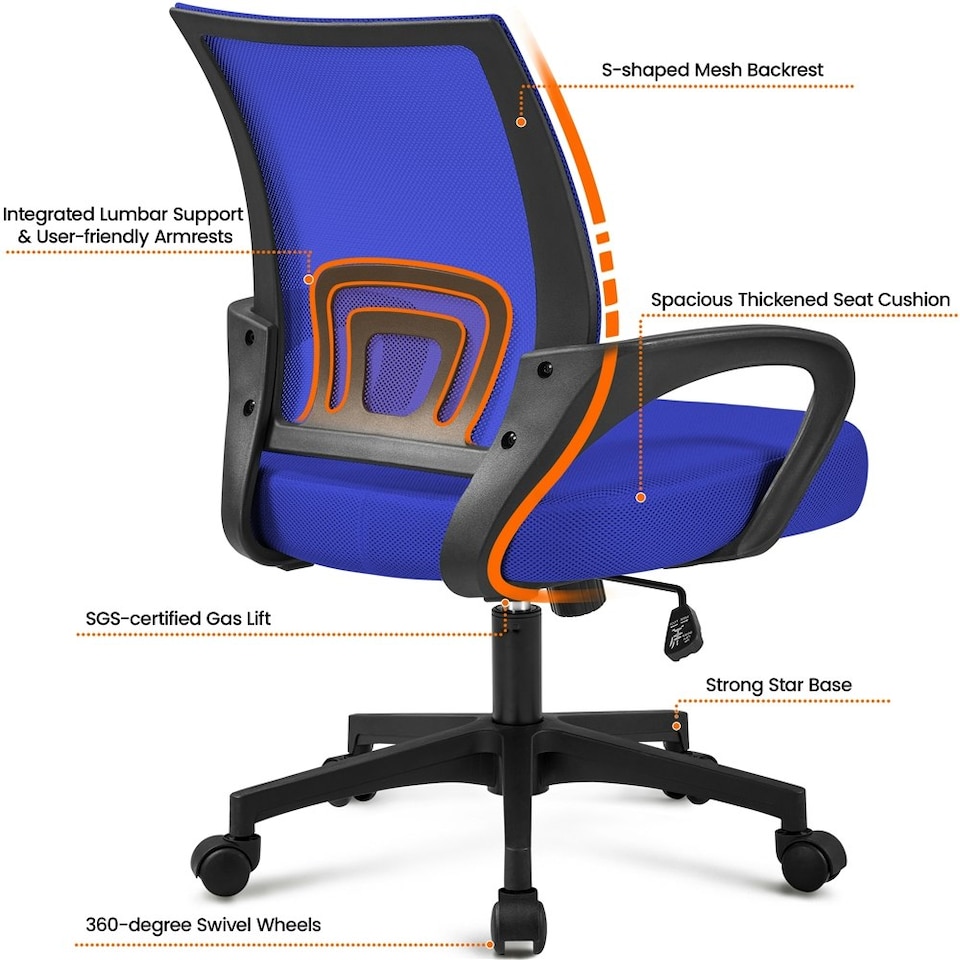 image 1 of Yaheetech Ergonomic Mesh Office Chair Mid-Back Height