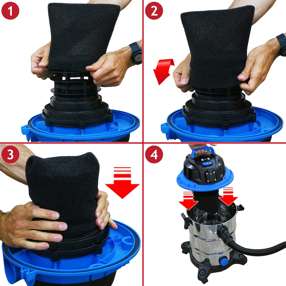 image 1 of SPARES2GO Wet & Dry Cartridge Filter Kit compatible with Grizzly NTS 1423-S Inox Vacuum Cleaner