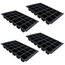 24 Cell Plant Trays Bedding Plant Pack Plastic Inserts Seed Tray Pots- 12 Trays Black