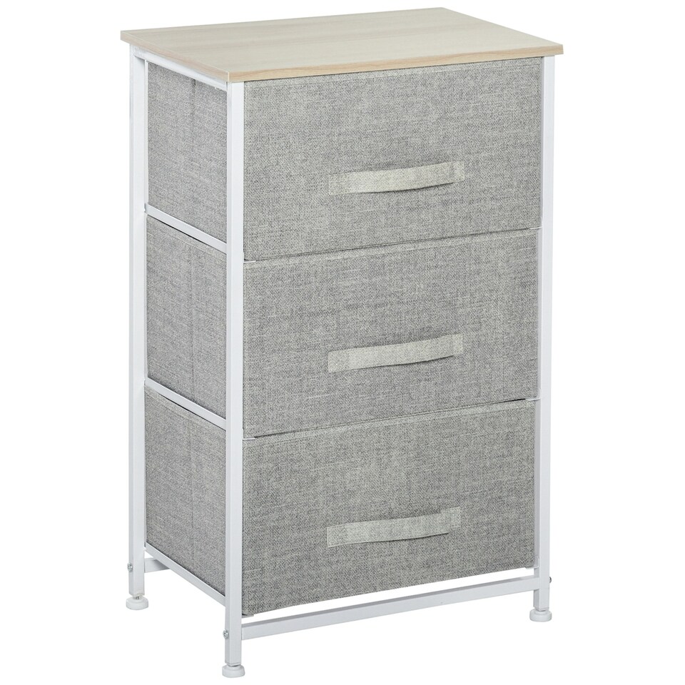 image 1 of HOMCOM 3-Tier Storage Dresser Tower with Adjustable Feet Steel Frame