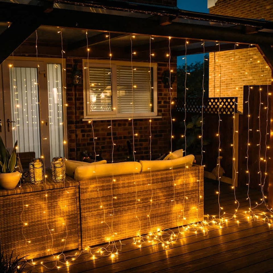 image 1 of ValueLights 3M x 3M Outdoor Christmas Curtain Fairy Lights