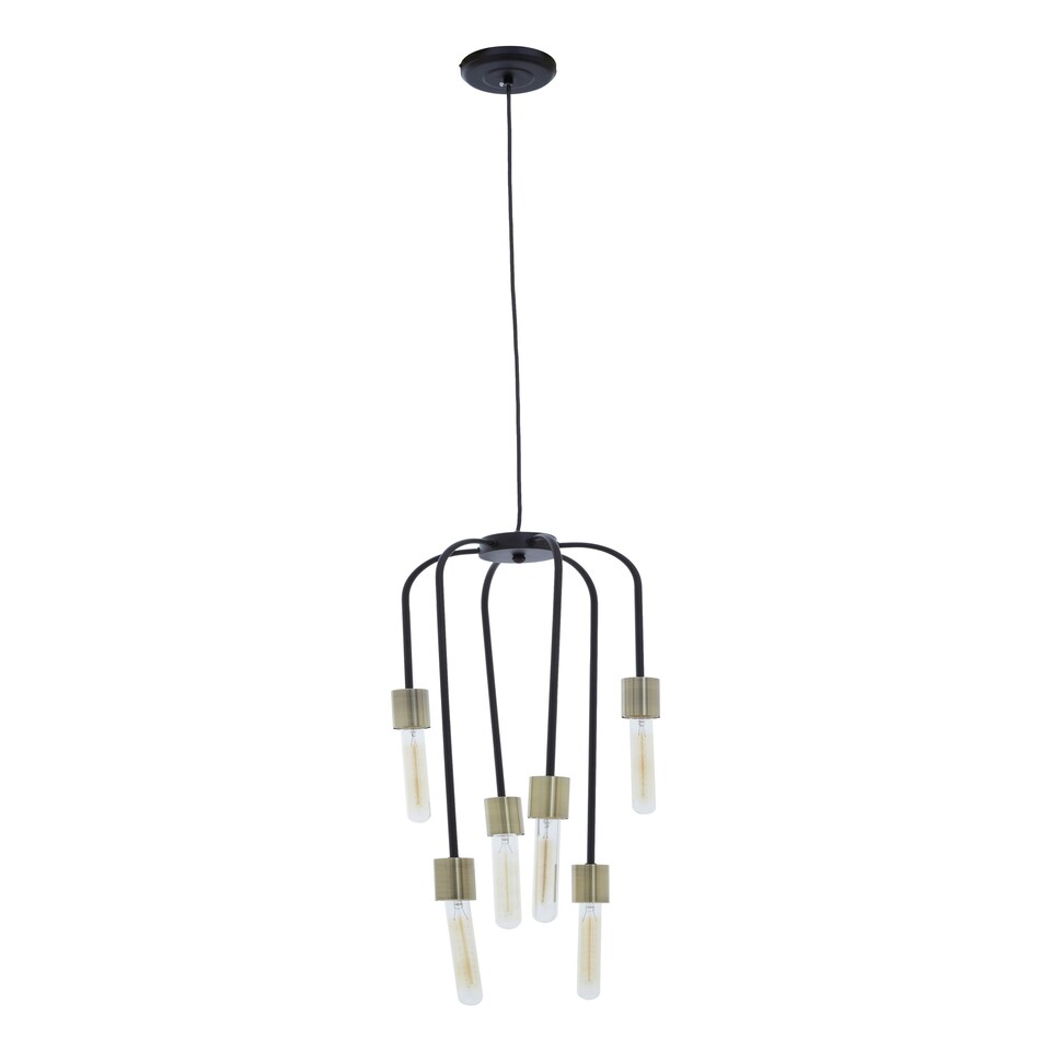image 1 of Interiors by Premier Lagona 6 Bulb Black Pendant Light
