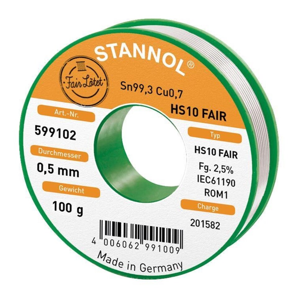 STANNOL - Lead Free Solder Wire (Sn 99.3; Cu 0.7) 0.5mm, 100g