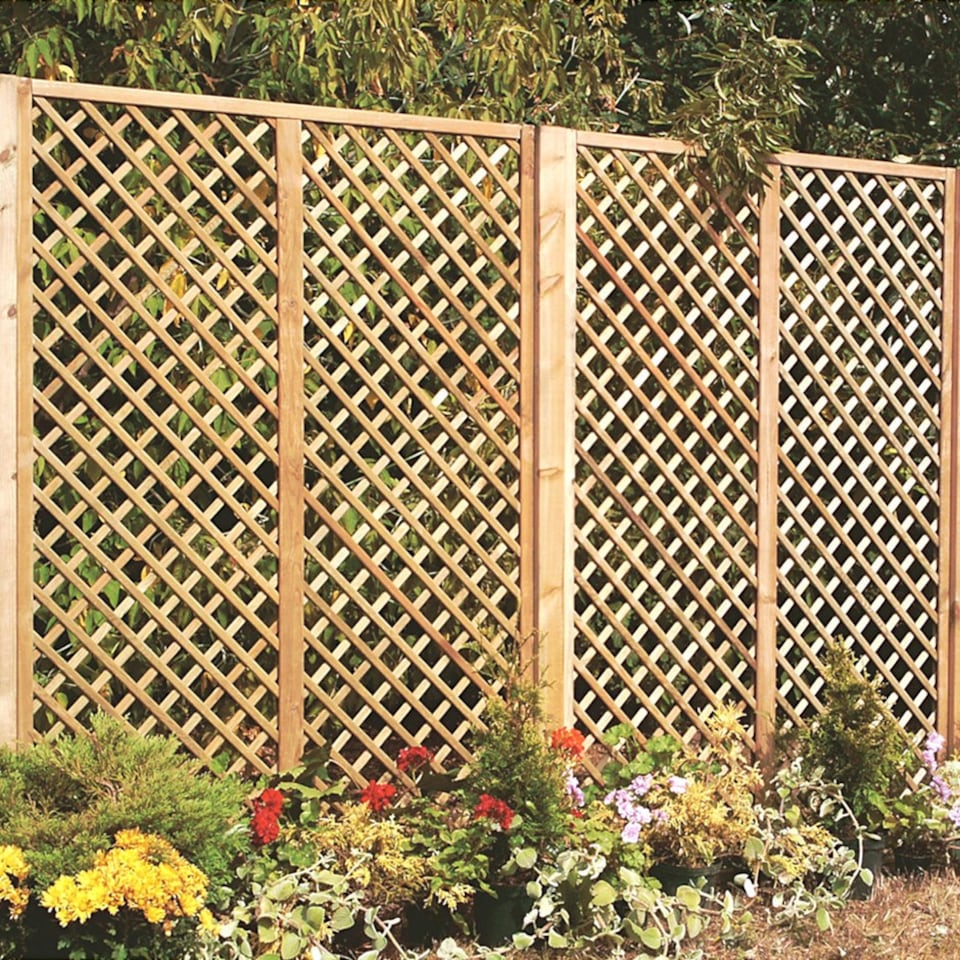 image 1 of English Fan Outdoor Garden Privacy Screening Wall Trellis 1.83m x 1.8m