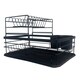 image 1 of Oypla 2 Tier Multifunction Dish Drainer Drying Rack with Cutlery Holder and Removable Tray Black