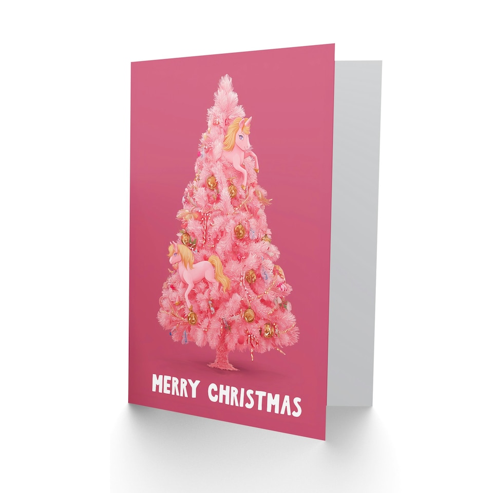 image 1 of Christmas Card Pink Pony and Candy Cane Tree Decorations