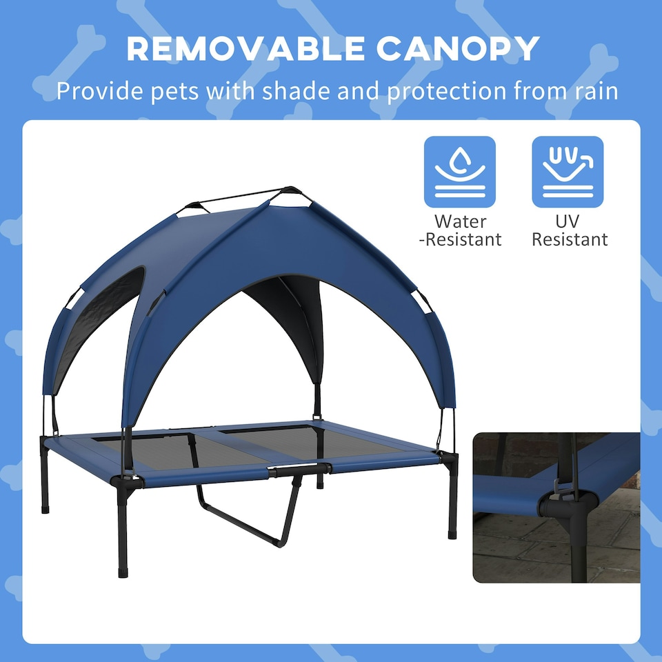 image 1 of PawHut Cooling Raised Dog Bed w/ Breathable Mesh, for M, L Dogs - Dark Blue