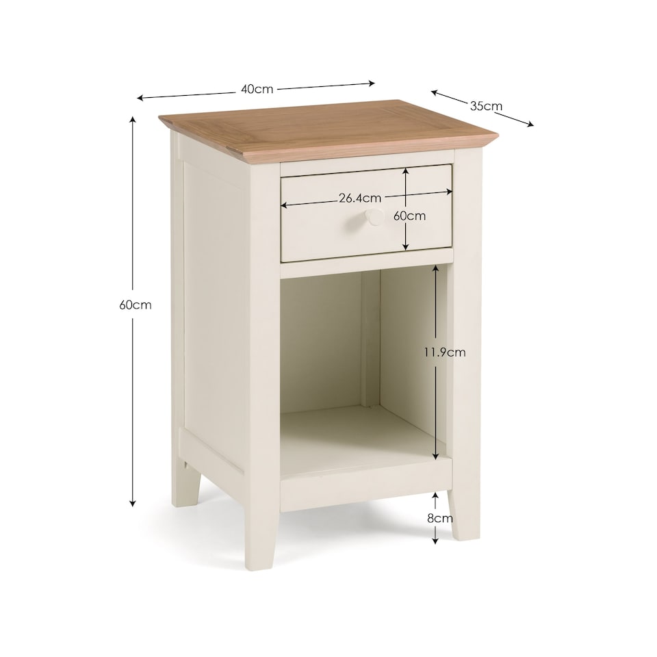 image 1 of Premium Belluno Shaker Ivory & Oak 1 Drawer Bedside Unit