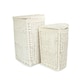 image 3 of Set of 2 Corner White Wash Wicker Laundry Basket with a Oatmeal Lining White | White