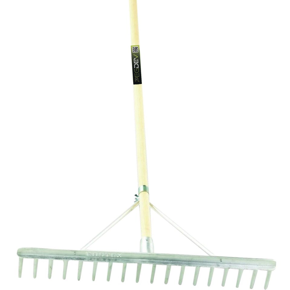 image 1 of Pegdev 18 Tooth Aluminium Garden Gravel Rake with Hardwood Handle