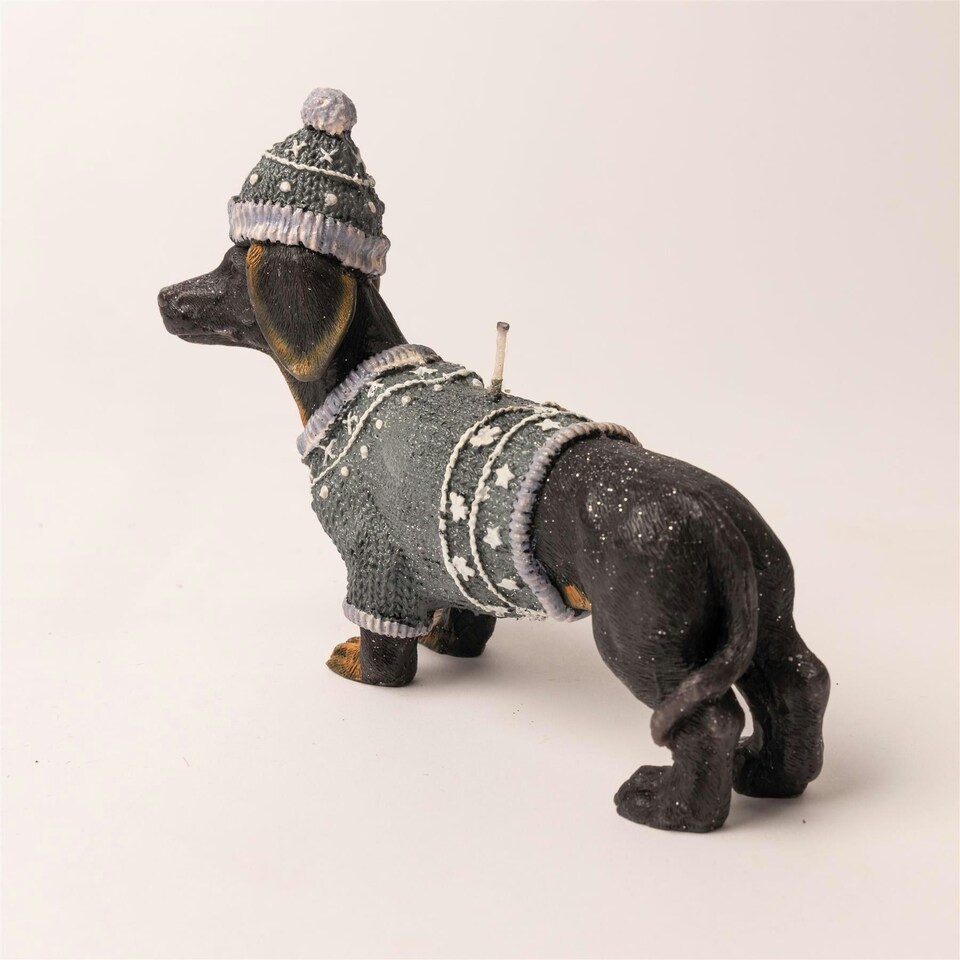 image 1 of Shatchi 20x14cm Dachshund Wiener Figurine Room Aesthetic Cute Dog Shaped Decorative Candle Gifts for Animal Lover, Wax, Black