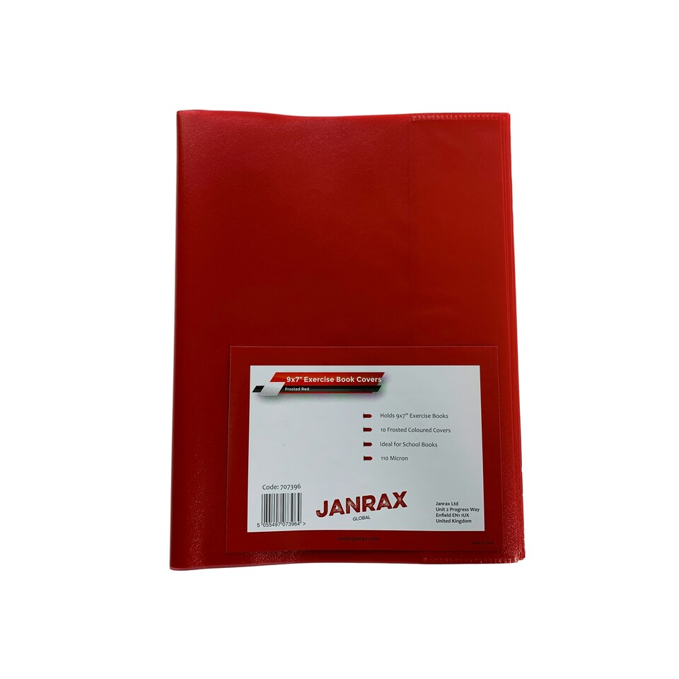 image 1 of Pack of 10 9x7" Frosted Red Exercise Book Covers
