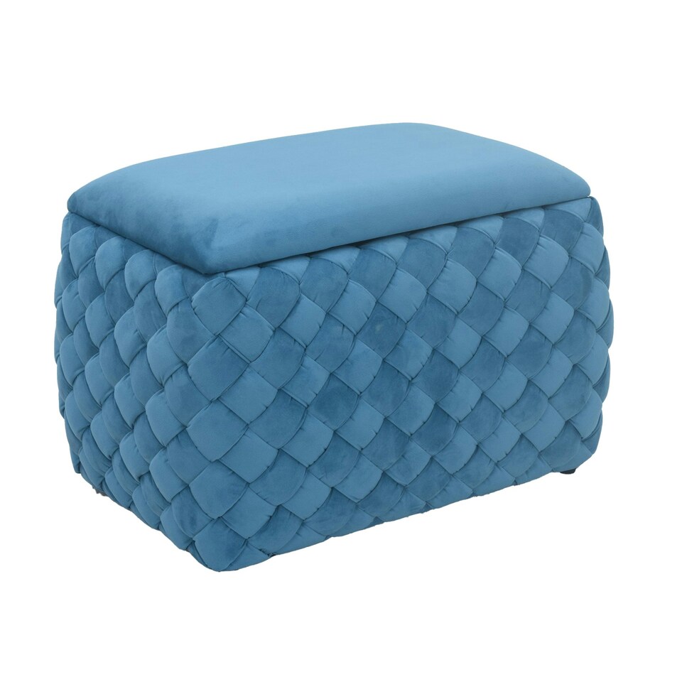 image 1 of Plumeo Velvet Storage Ottoman - Blue