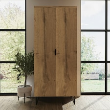 FWStyle Fisso 2 Door Wardrobe Cracked Oak - Quick Click & Cam Assembly Orange