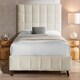 image 2 of 5ft King Size Ivory White,Tall Headend Headboard Soft Fabric Boucle Upholstered Bed Frame
