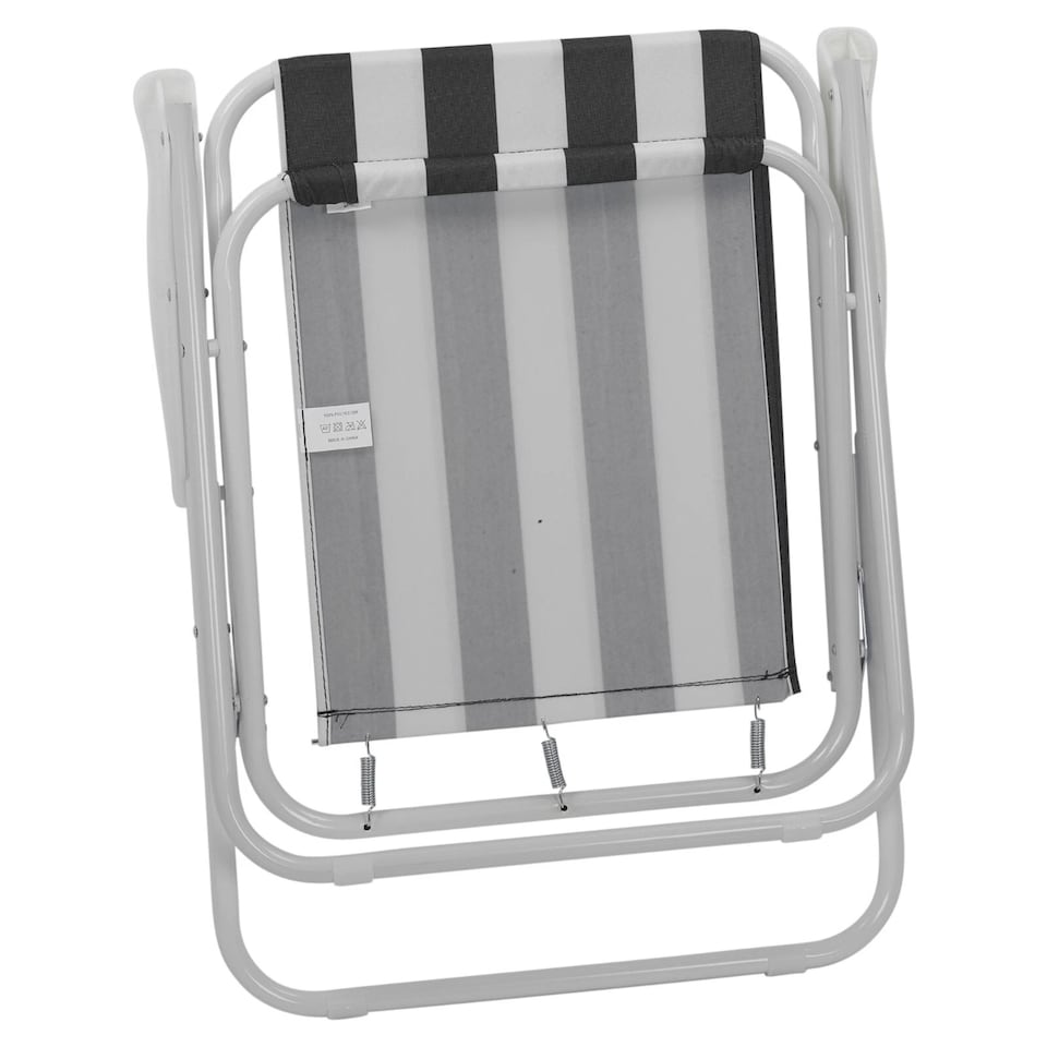 image 1 of Garden Patio Metal Folding Spring Deck Chairs Camping Beach Picnic Outdoor Seats | Black | 2 x Black & White Stripe