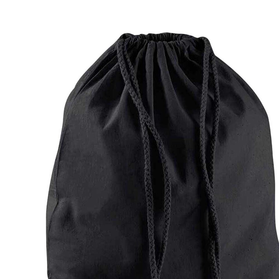 image 1 of Westford Mill Cotton Drawstring Bag | Black | Black/Black | One Size | 1