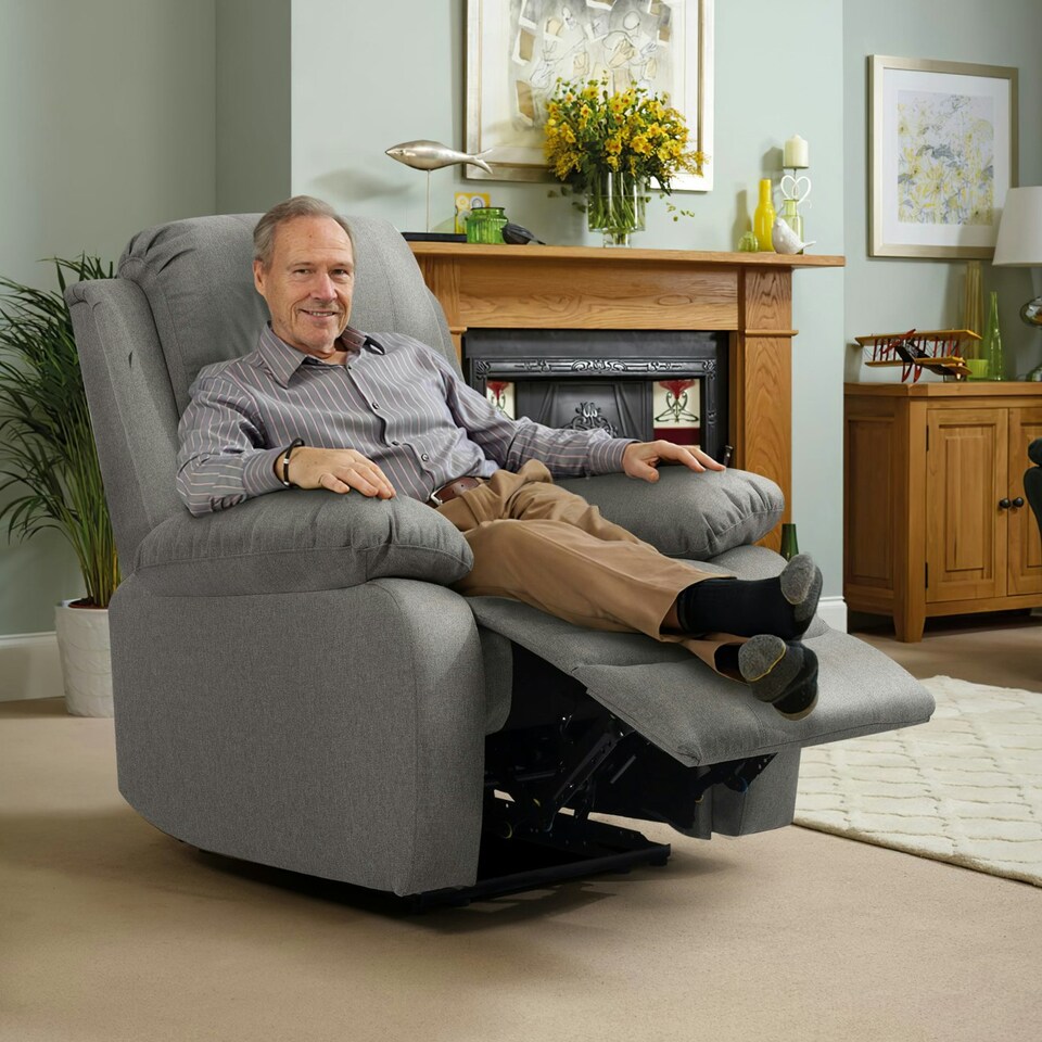 image 1 of Fabric Reclining Arm Chair In Light Grey