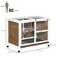 image 2 of PawHut Wood Rabbit Hutch Bunny Cage Pet House Indoor W/ Tray Ramp, Brown