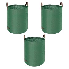 KAV Heavy Duty Garden Waste Bags - Large Garden Bag with Handles - Waterproof Rubbish Refuse Sacks - Pack of 3 (Green - 100L)