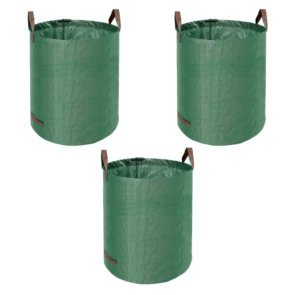 image 1 of KAV Heavy Duty Garden Waste Bags - Large Garden Bag with Handles - Waterproof Rubbish Refuse Sacks - Pack of 3 (Green - 100L)