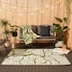 image 4 of OHS Outdoor Waterproof Tropical Garden Patio Anti-Slip Rug, 80x150cm - Green/White