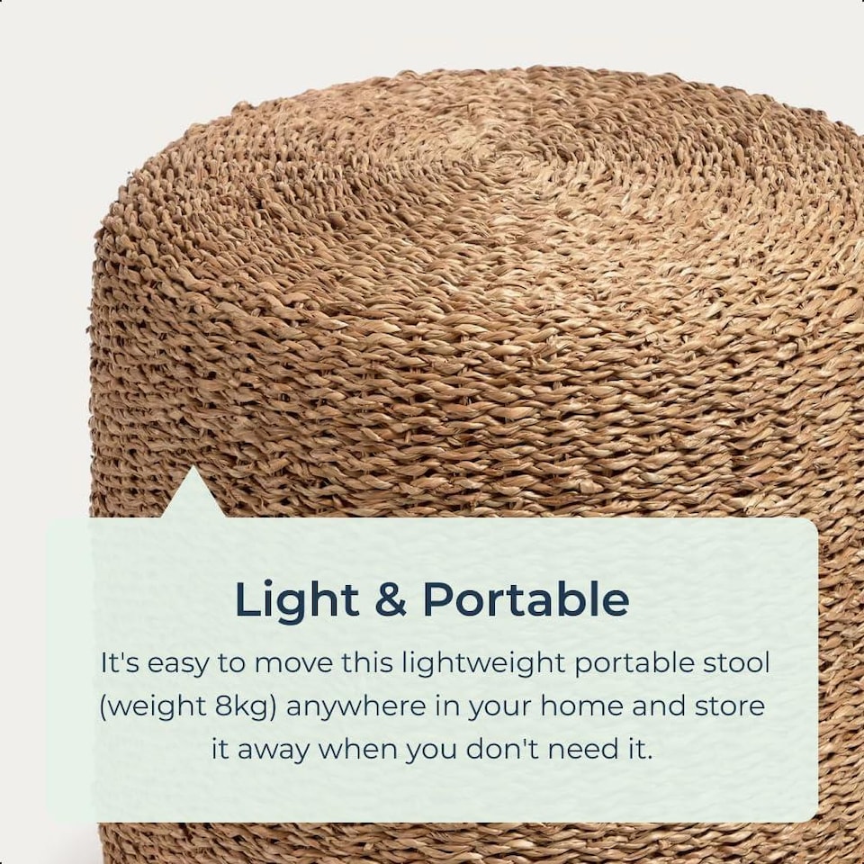 image 1 of Round Natural Jute Pouffe Ottoman Footstool