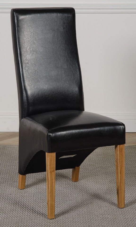 image 1 of Lola Leather Dining Chairs for Dining Room or Kitchen | Black | Black