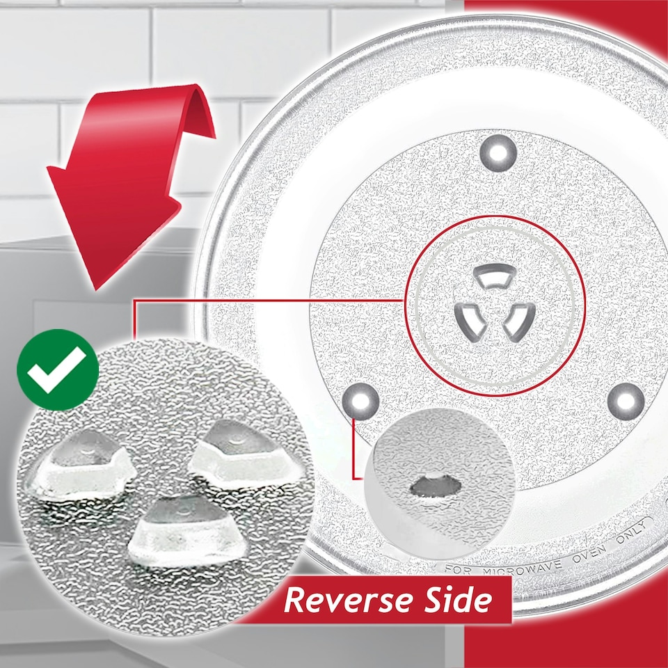image 1 of SPARES2GO Universal Microwave Turntable Plate 6 Lug Fixing Y Type Glass Dish Tray (12" / 31.5cm / 315mm)